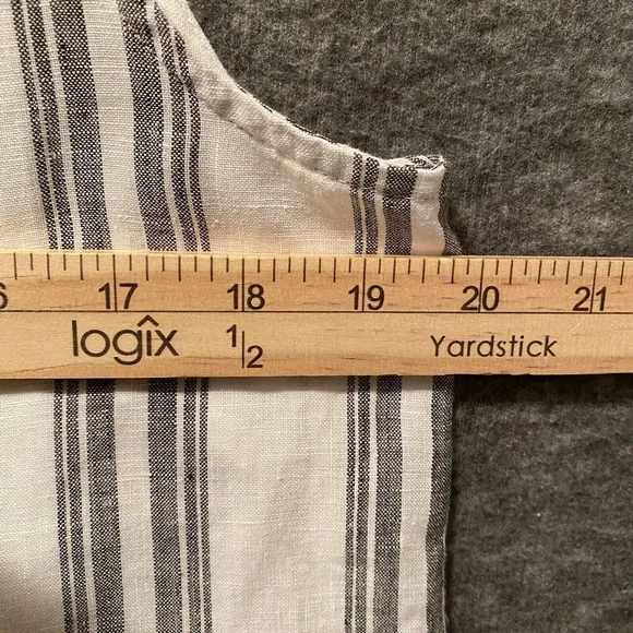 Chicos No Iron Linen Top Womens 1 Medium White Gray Sleeveless‎ Tunic Lagenlook - Picture 6 of 9